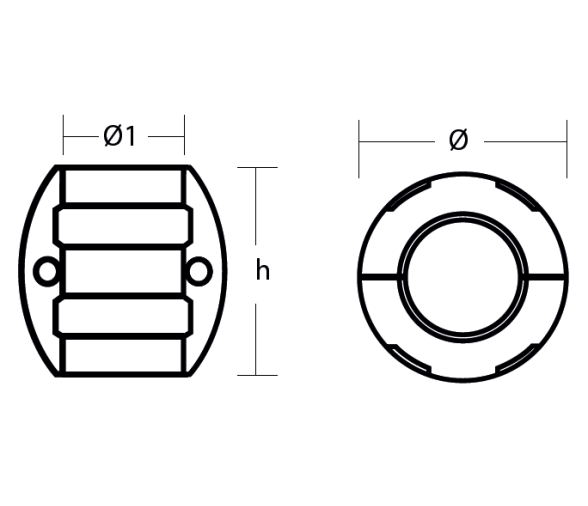 Tecnoseal Standard Shaft Anodes - 2 fastening holes
