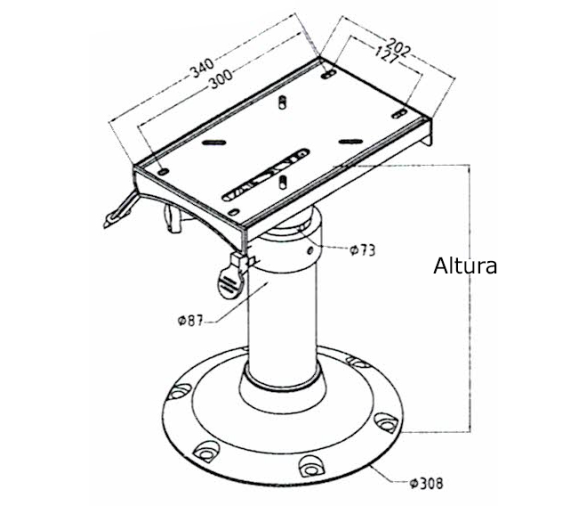 Aqualand Base 308 Manual Adjustable Pedestal with Slide