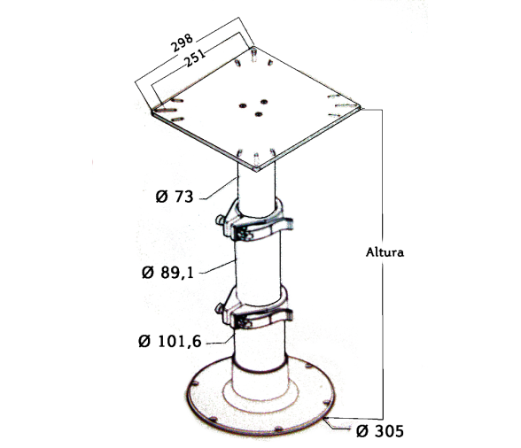 3 Stage Table Pedestal