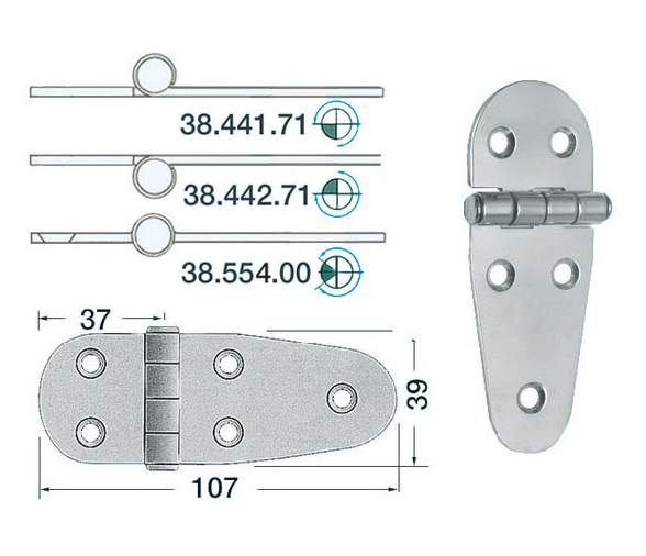 Bisagra Acero Inoxidable 107 x 39 mm Grosor 2 mm