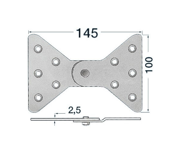 145 x 100 mm Thickness 2.5 mm Stainless Steel Hinge