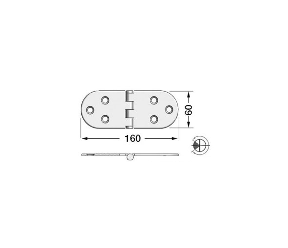 Bisagra Acero Inoxidable 160 x 60 mm Grosor 3 mm