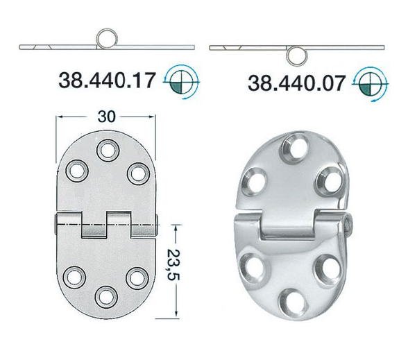 Bisagra Acero Inoxidable 47 x 30 mm Grosor 2 mm