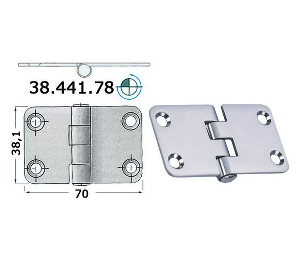 2 mm Thickness 70 x 38.1 mm Stainless Steel Hinge