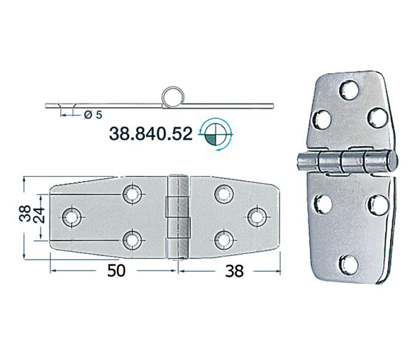 2 mm Thickness 88 x 38 mm Stainless Steel Hinge