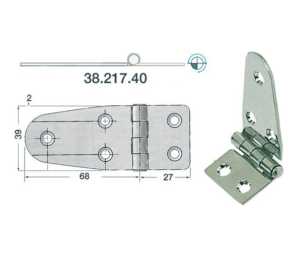 2 mm Thickness 95 x 39 mm Stainless Steel Hinge