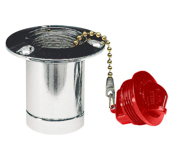 FILLING PORTS CHROME BRASS - FUEL 51mm (RED PLUG)