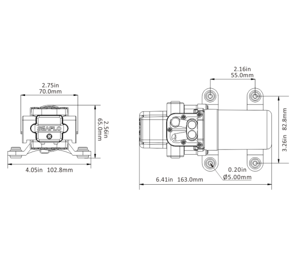 SEAFLO 23C Series Demand Diaphragm Pump 2.6LPM 12V