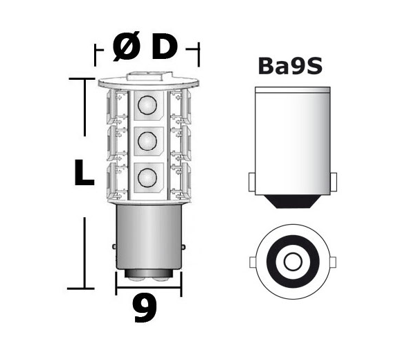 Bombilla 5 LEDs BA9S