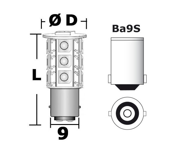 Bombilla 9 LEDs BA9S