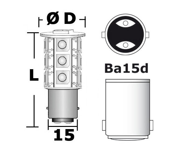 Bombilla SMD 102 LEDs BA15D 12-24V