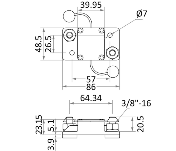 Watertight Automatic Circuit Breaker 60A