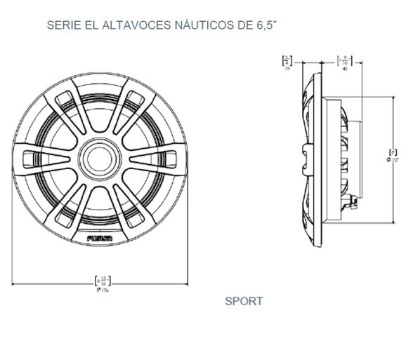 Fusion Altavoces Gris Serie EL Sport con LED 6.5"