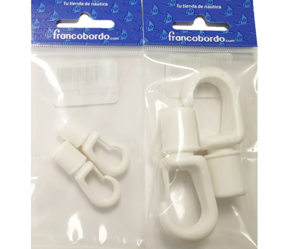 White Self-Tailing Snap Hook for Shock Cord 2 pieces