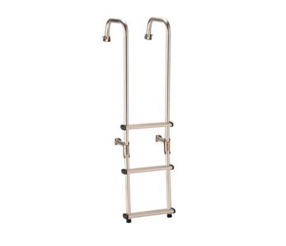 Compact Three-Step Transom Ladder with 12" Aluminum Steps