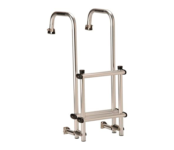 Compact Three-Step Transom Ladder with 12" Aluminum Steps