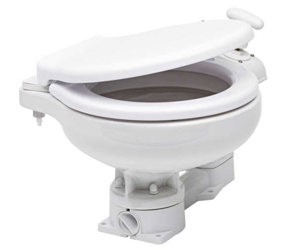Space saver manual toilet