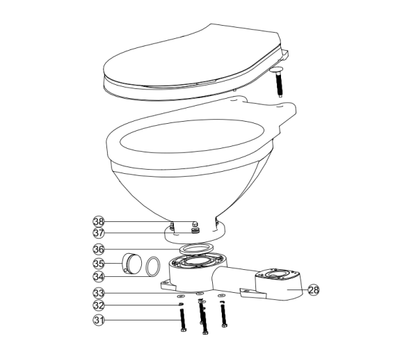 Manual Toilet Base Assembly Kit E for LT
