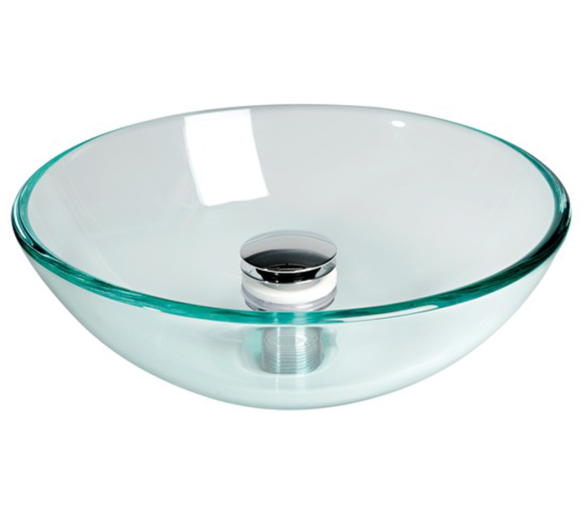 Transparent glass hemispheric sink