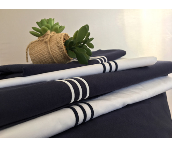 Marine Business Countertop Sheet and Double White Pillowcase, Santorini