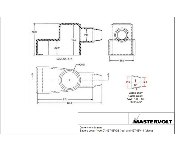 MASTERVOLT CUBIERTA D 457N3V02 ROJA