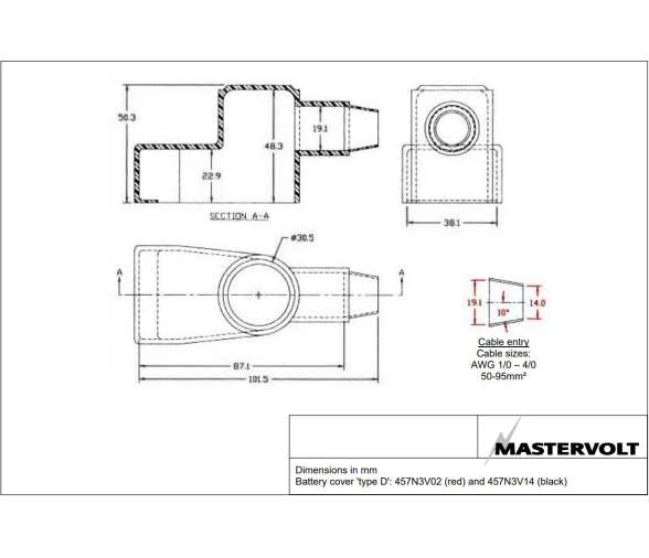 MASTERVOLT CUBIERTA D 457N3V14 NEGRA