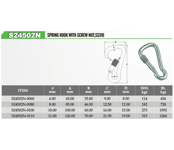 Mosqueton Harness Inox con Cierre Vinox