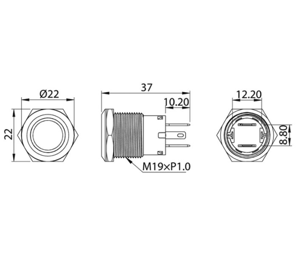 Osculati FLAT S.S. Switch (ON)-OFF 24V