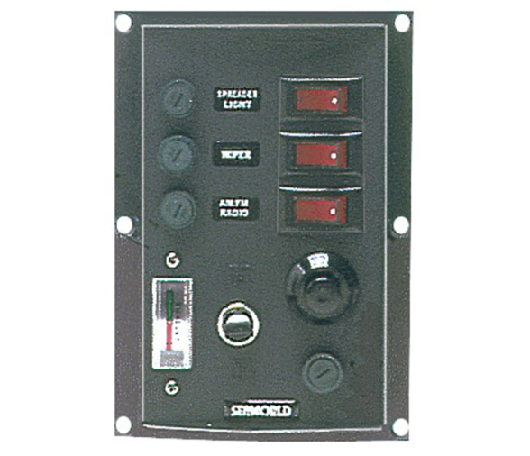 Panel Electrico Nylon 3 interruptores vertical con bocina y voltimetro