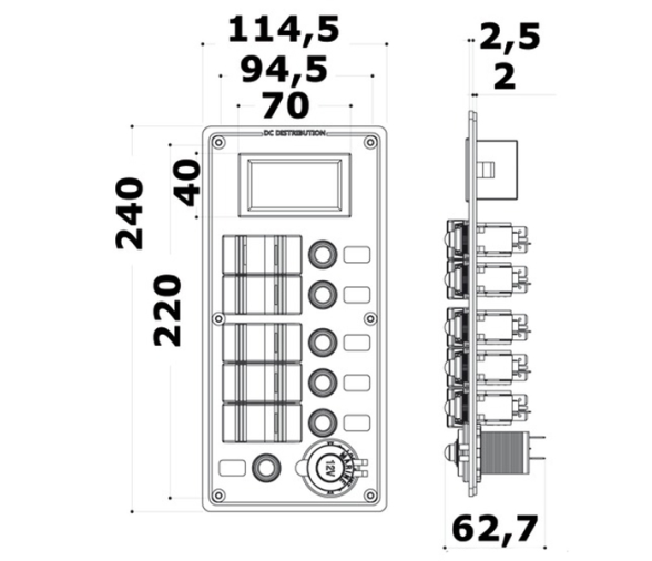 Panel Electrico PCAL series con voltimetro digital 9-32V