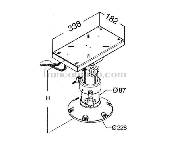 Pedestal Pie Asiento de Aluminio Pulido