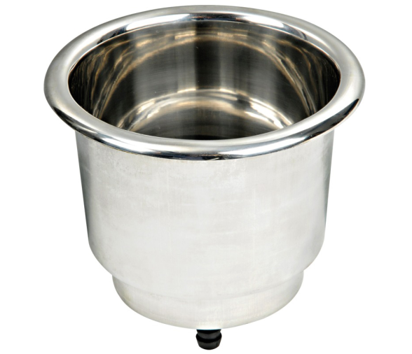 Stainless steel cupholders recessed drain