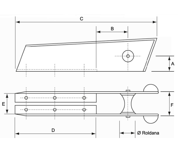 Puntera Inox 155 x 55 mm. Plastimo