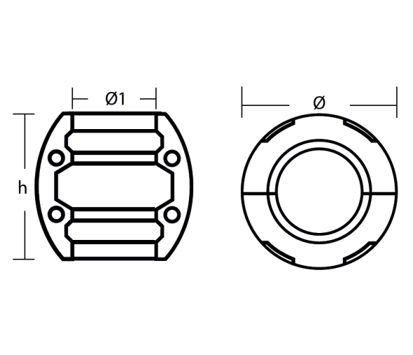 Tecnoseal Standard Shaft Anodes - 4 fastening holes