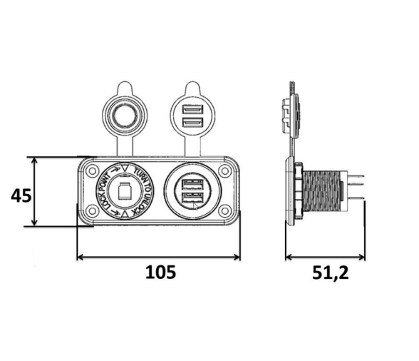 Trem Voltímetro Digital y Doble Toma USB A+C