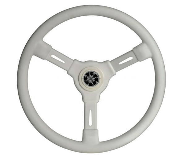 355 mm White 3 Spokes Steering Wheel