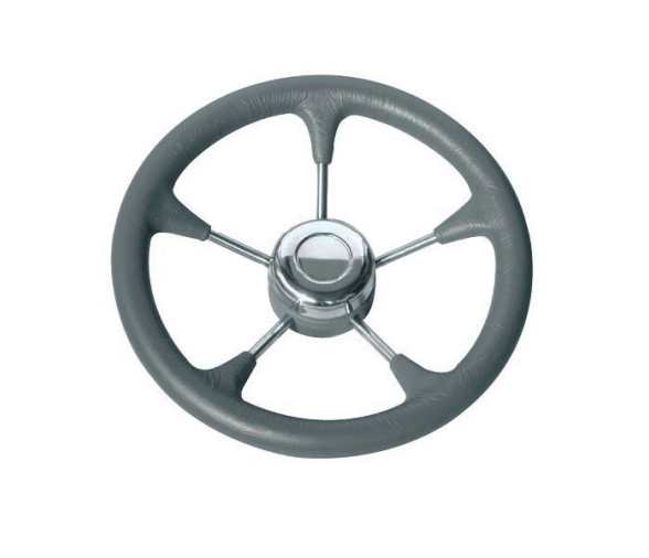 Steering Wheel 350 mm Grey Soft Polyurethane with S. Steel Spokes