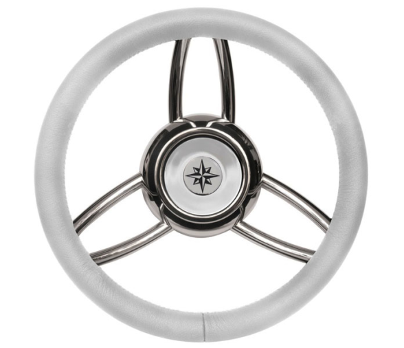 White Leather 350 mm Bliz Steering Wheel